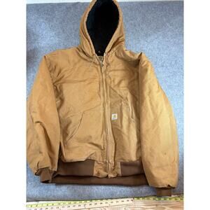 VTG 90s Carhartt Active Jacket Mens Canvas Hoodie Duck Insulated Workwear 2XL